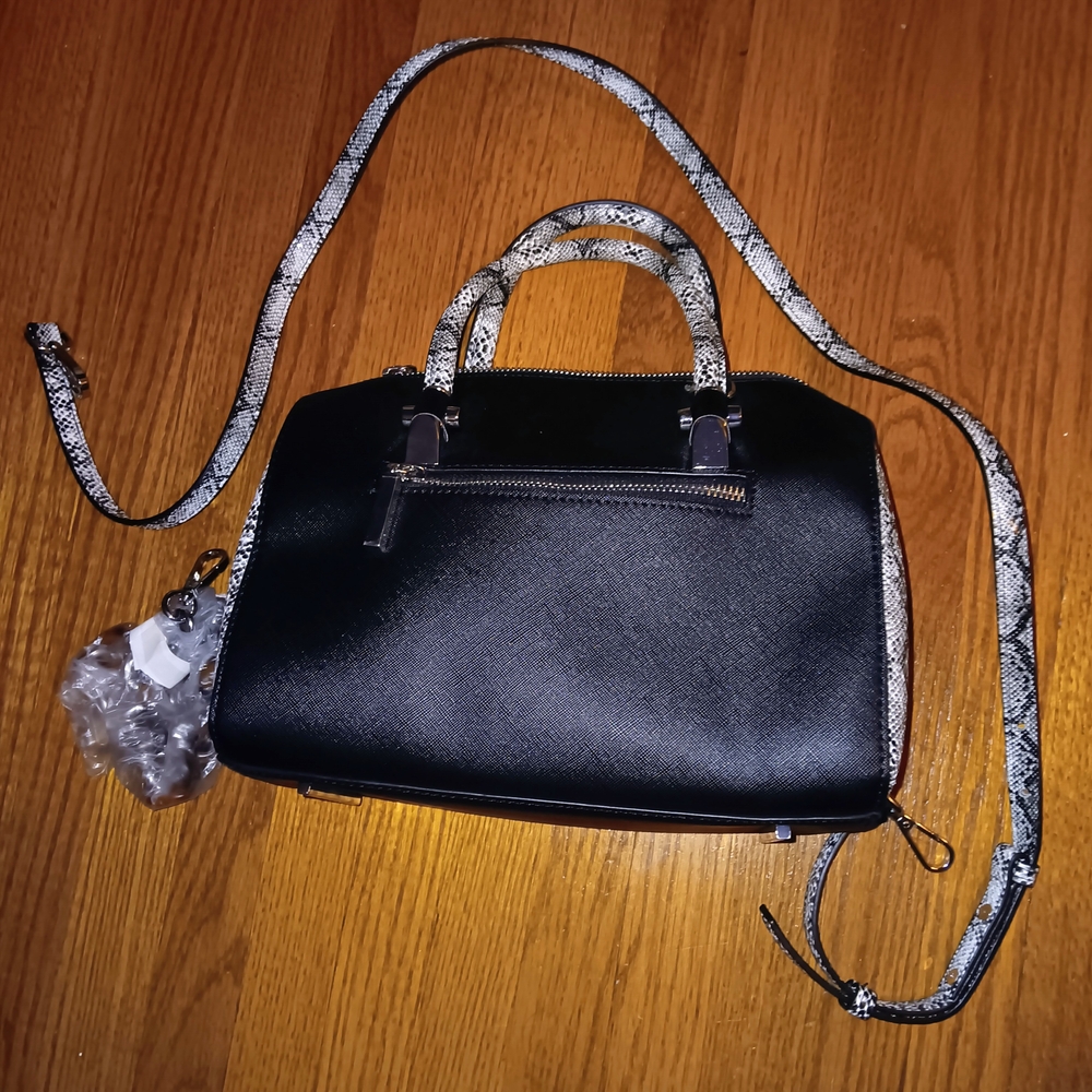 Black and Snake Print Women's Handbag